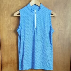 Sport Haley Blue Zippered Sleeveless Polo Size  M